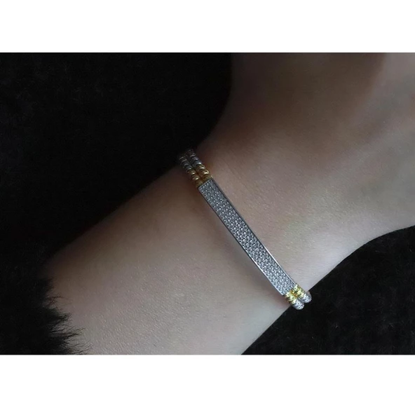 Zirkon Taşlı Gümüş Dorika Bileklik - Resim 2