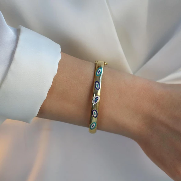 Fortuna Modeli Gold Kaplama Gümüş Kelepçe - Resim 2