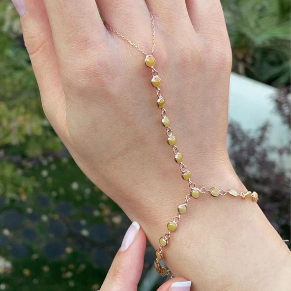 Rose Gold Kaplama Kehribar Taş 925 Ayar Gümüş Şahmeran - Resim 3