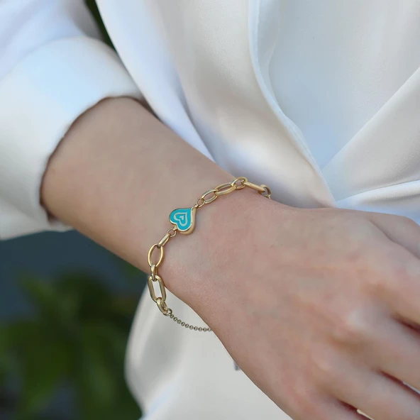 Fortuna Kalp Gold Kaplama Gümüş Bileklik - Resim 2