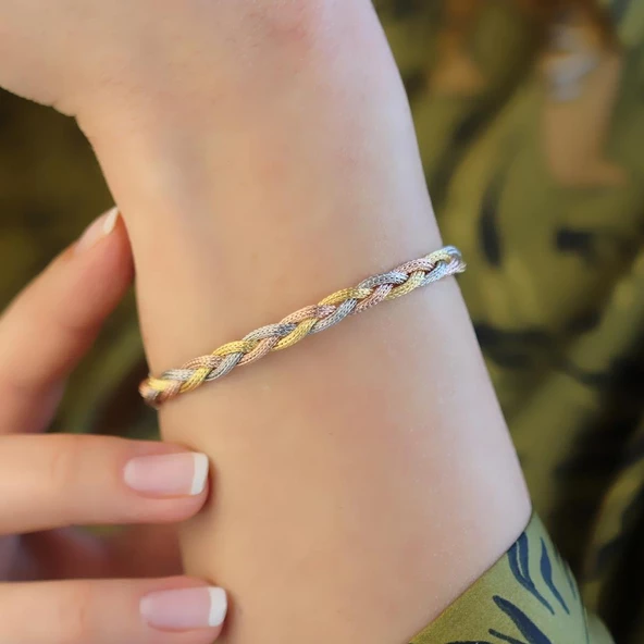 Örgü Modeli Gümüş Dorika Bileklik - Resim 2