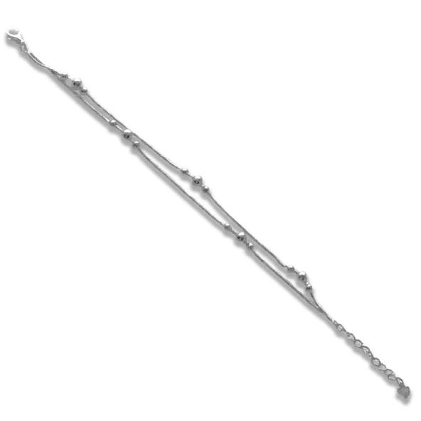 Çift Zincirli Top Model Gümüş Bileklik - Resim 2