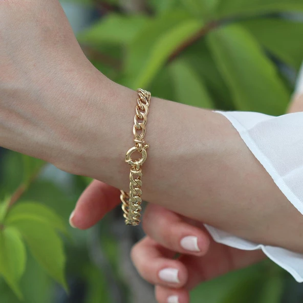 Gurmet Modeli Gold Kaplama Hallow Bileklik ürün görseli