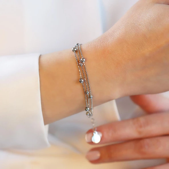 Top Trend Zincirli Gümüş Bileklik - Resim 2