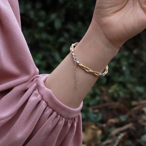 Örgü Model Dorika Gümüş Kelepçe - Resim 2