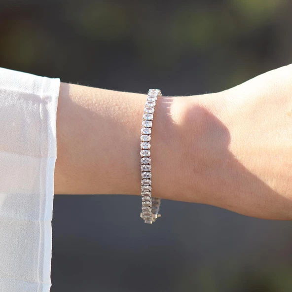 Damla Modeli Su Yolu Zirkon Taşlı Gümüş Bileklik - Resim 3