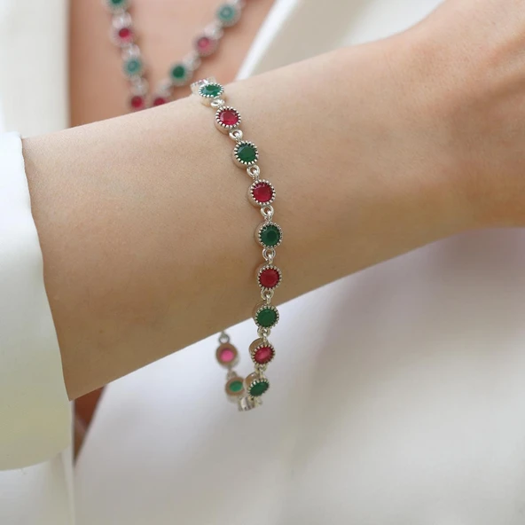 Turmalin Taşlı Su Yolu Otantik Gümüş Bileklik - Resim 3