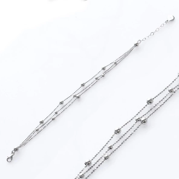 Top Trend Zincirli Gümüş Bileklik - Resim 4