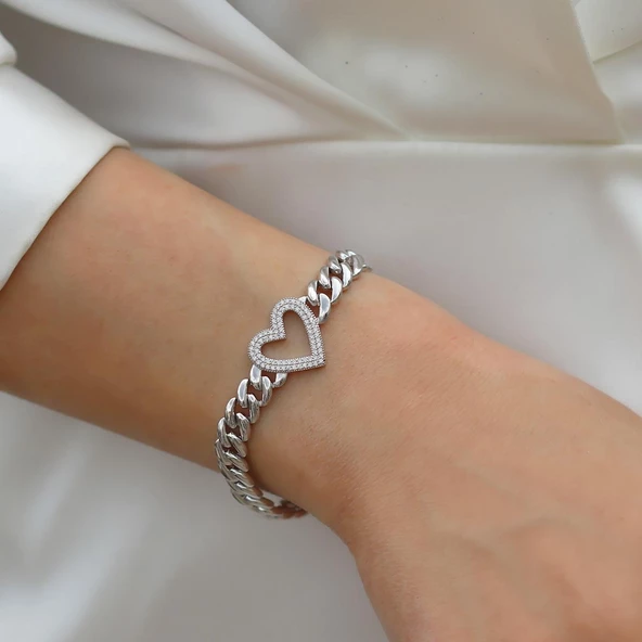 Kalp Gurmet Gümüş Bileklik - Resim 2