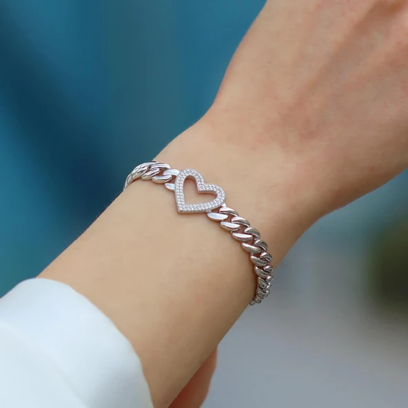 Kalp Gurmet Gümüş Bileklik - Resim 4