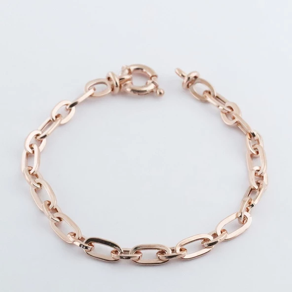 Trend Geçme Zincirli Rose Gold Kaplama Hallow Bileklik - Resim 2