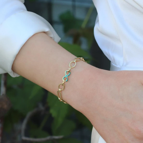 Fortuna Sonsuzluk Gold Kaplama Gümüş Bileklik - Resim 2