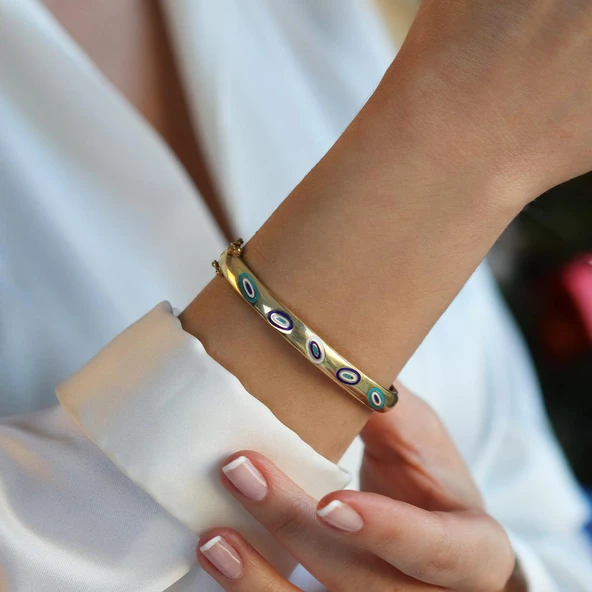 Fortuna Modeli Gold Kaplama Gümüş Kelepçe ürün görseli 1