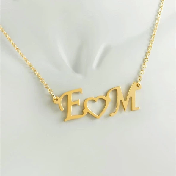 Kişiye Özel Harfli Kalp Gümüş Kolye ürün görseli 1