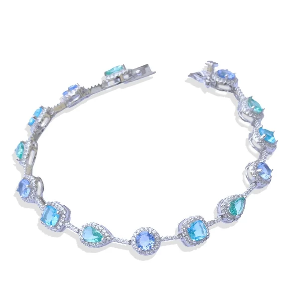 Doğal Taşlı Su Yolu Gümüş Bileklik - Resim 2