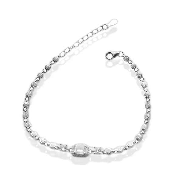 Baget Taşlı Su Yolu Gümüş Bileklik - Resim 4