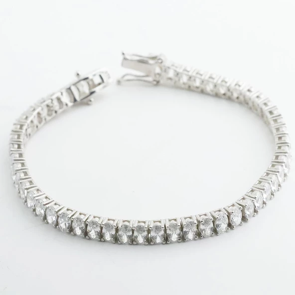 Damla Modeli Su Yolu Zirkon Taşlı Gümüş Bileklik - Resim 4