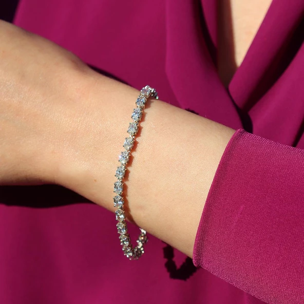 Mini Elips Su Yolu Sky Diamond Gümüş Bileklik - Resim 2