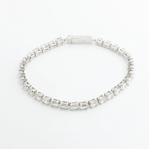 Baget Kesim Su Yolu Sky Diamond Gümüş Bileklik - Resim 3