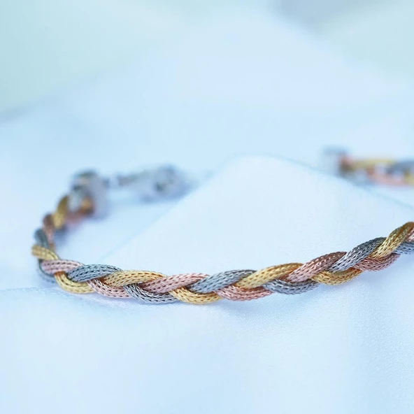 Örgü Modeli Gümüş Dorika Bileklik - Resim 3