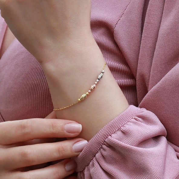 Gold Kaplama Dorika Gümüş Bileklik ürün görseli 1