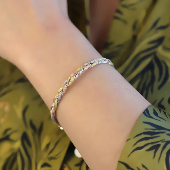 Örgü Modeli Gümüş Dorika Bileklik ürün görseli 1