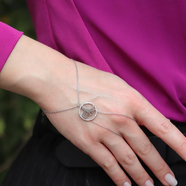 Zirkon Taşlı Osmanlı Tuğrası 925 Ayar Gümüş Şahmeran ürün görseli 1