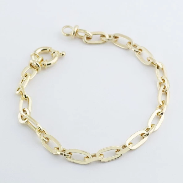 Trend Geçme Zincirli Gold Kaplama Hallow Bileklik - Resim 4