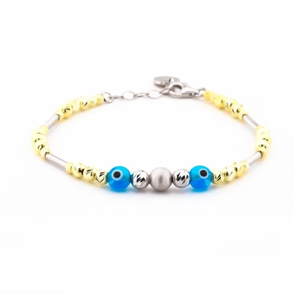 Nazar Boncuklu 925 Ayar Gümüş Dorika Bileklik ürün görseli 1