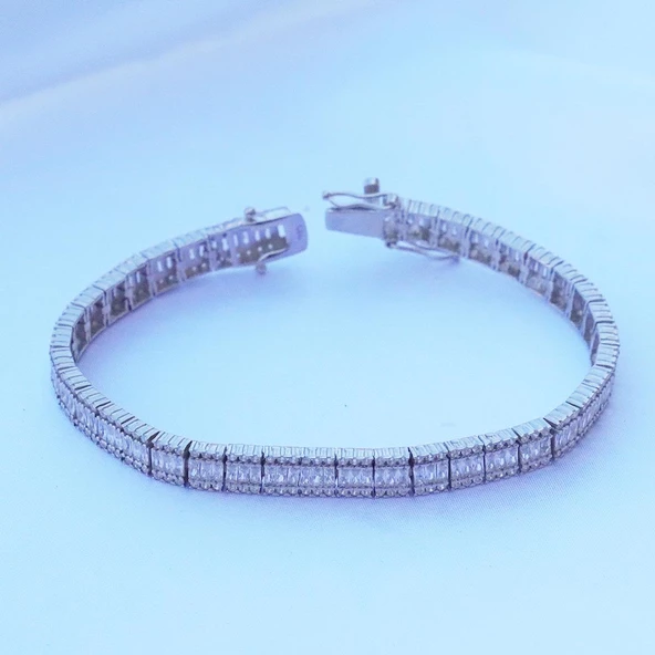 Seri Baget Su Yolu Zirkon Taşlı Gümüş Bileklik - Resim 4