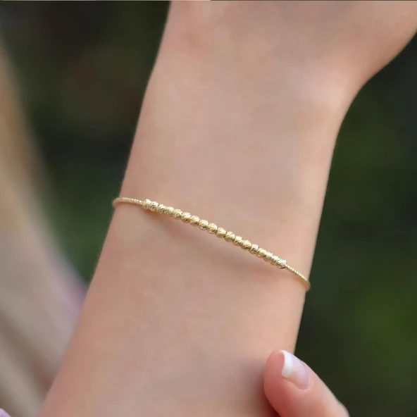 Gold Kaplama Dorika Gümüş Bileklik - Resim 2