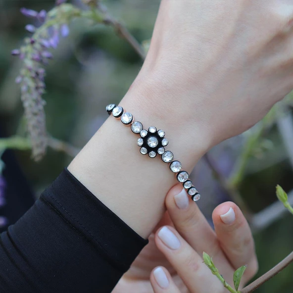 Çiçek Modeli Rose Gold Kaplama Elmas Montür Bileklik ürün görseli 1