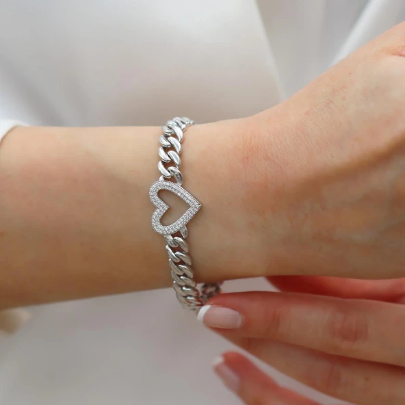 Kalp Gurmet Gümüş Bileklik - Resim 3