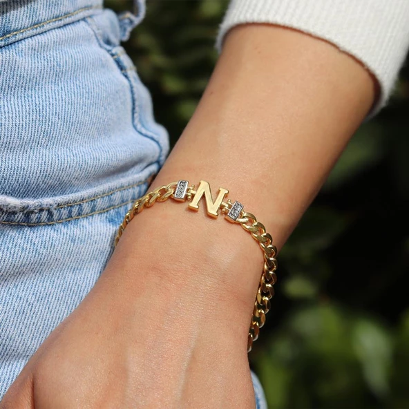 Kişiye ÖzelHarf Gümüş Gurmet Bileklik ürün görseli