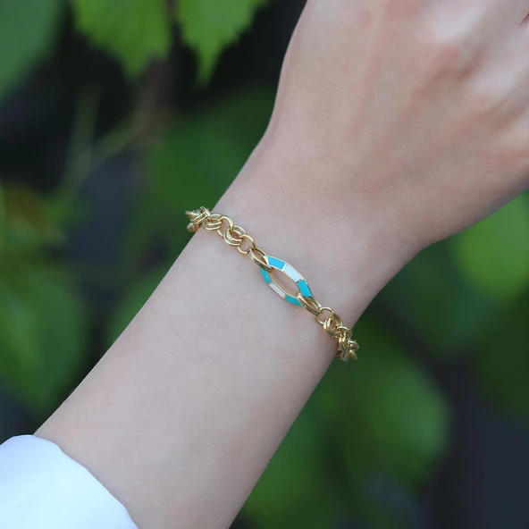 Fortuna Badem Gold Kaplama Gümüş Bileklik - Resim 3