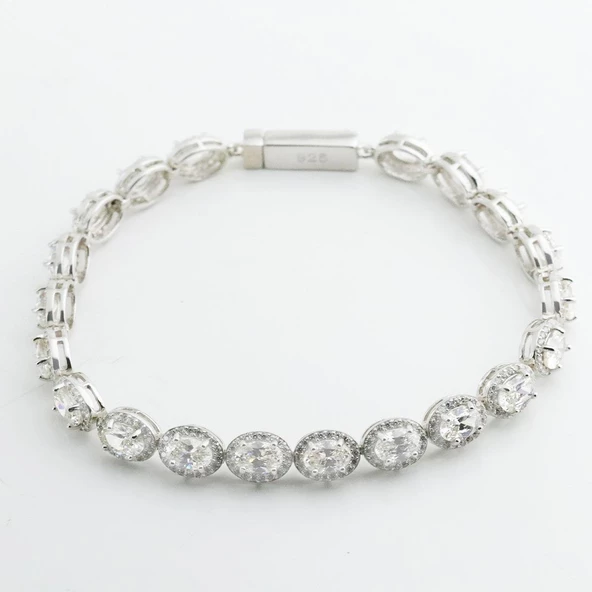 Mini Taş Detaylı Su Yolu Sky Diamond Gümüş Bileklik - Resim 3