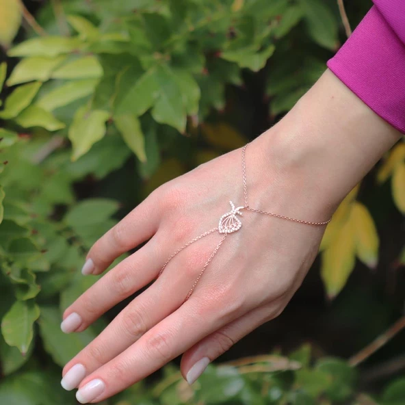 Zirkon Taşlı Rose Gold Kaplama Mevlana 925 Ayar Gümüş Şahmeran ürün görseli 1