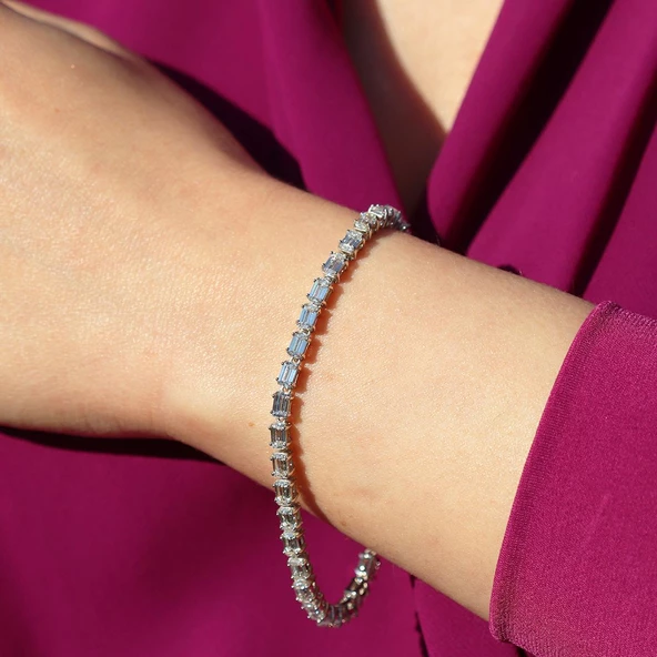 Baget Kesim Su Yolu Sky Diamond Gümüş Bileklik - Resim 2