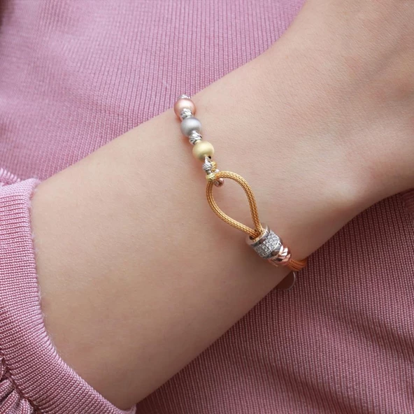 Düğüm Model Zirkon Taşlı Dorika Bileklik - Resim 3