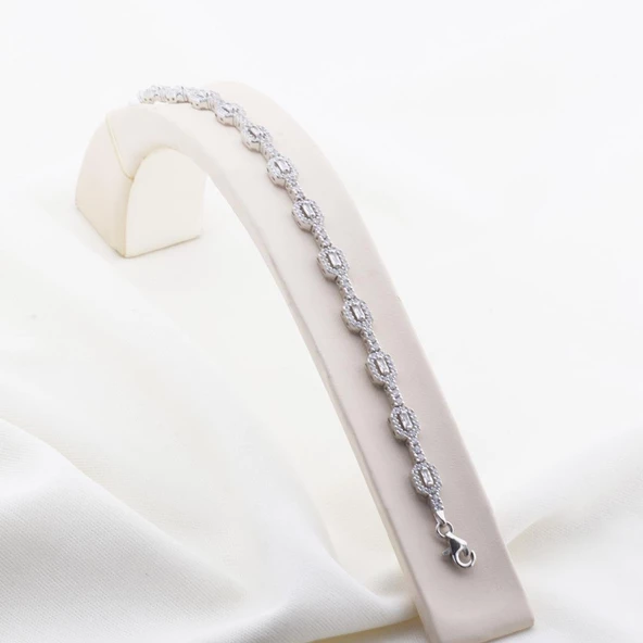 Mini Baget Taşlı Su Yolu Starlight Diamond Gümüş Bileklik - Resim 3