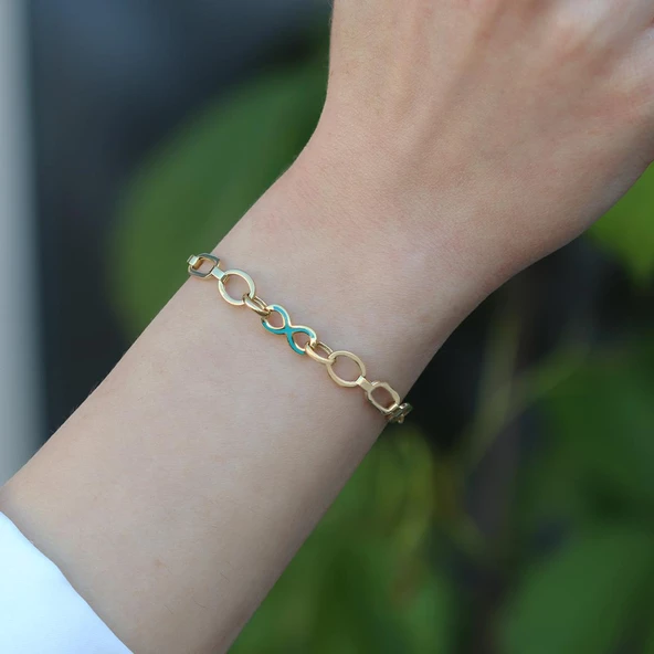 Fortuna Sonsuzluk Gold Kaplama Gümüş Bileklik - Resim 3