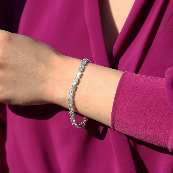 Elips Su Yolu Sky Diamond Gümüş Bileklik - Resim 3