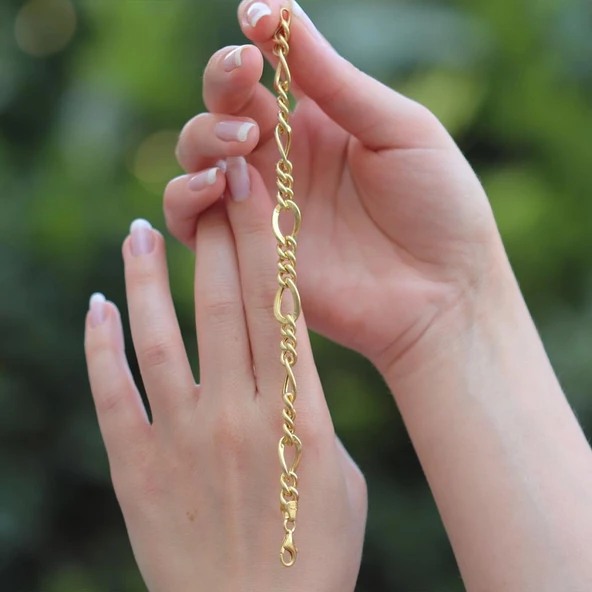 Gurmet Modeli Gold Kaplama Zincir Bileklik - Resim 2