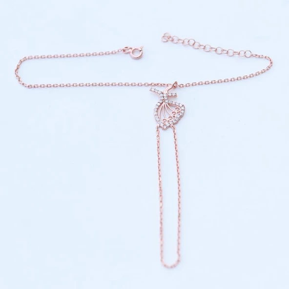 Zirkon Taşlı Rose Gold Kaplama Mevlana 925 Ayar Gümüş Şahmeran - Resim 2