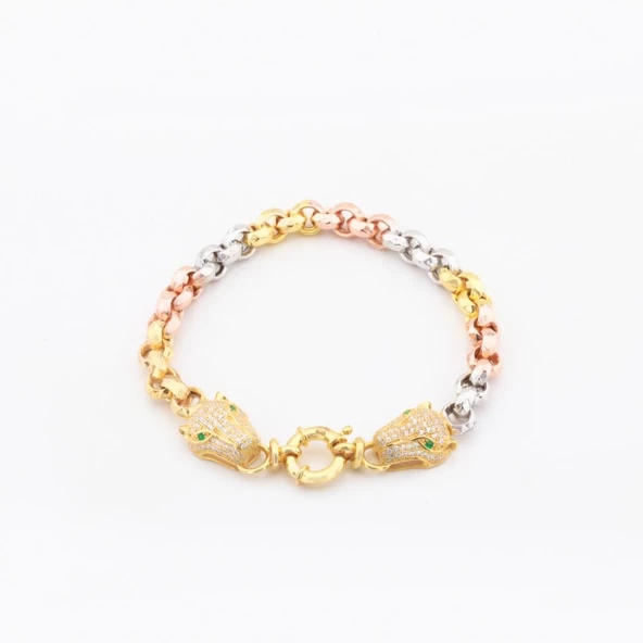 Kaplan Başlı Dorika Gümüş Bileklik - Resim 2