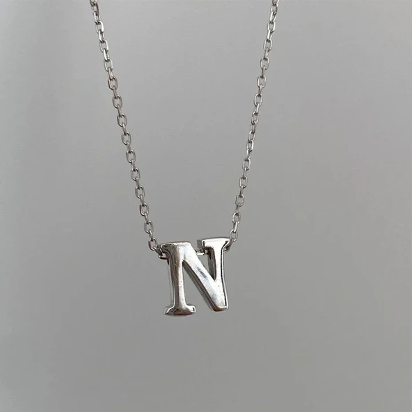Mini Harf Gümüş Kolye - Resim 2