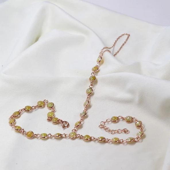 Rose Gold Kaplama Kehribar Taş 925 Ayar Gümüş Şahmeran - Resim 2