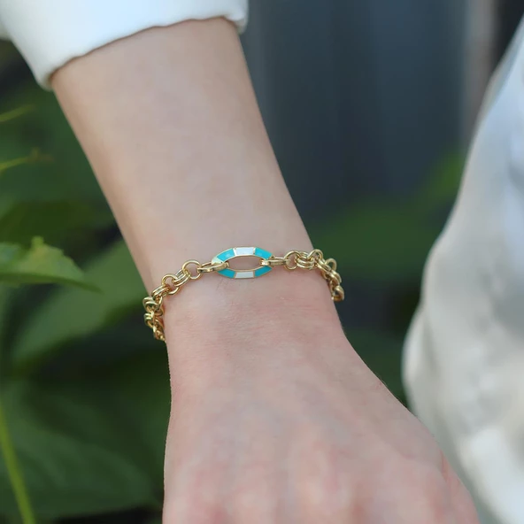 Fortuna Badem Gold Kaplama Gümüş Bileklik ürün görseli 1