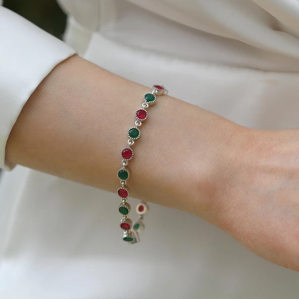 Turmalin Taşlı Su Yolu Otantik Gümüş Bileklik ürün görseli 1