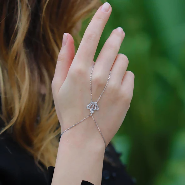 Kral Tacı Zirkon Taşlı 925 Ayar Gümüş Şahmeran - Resim 2